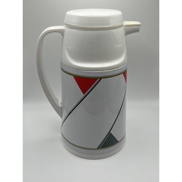 Vintage 1980s Zebra White Carafe Pitcher W/ 4 Cups & Serving Tray Set Taiwan - Picture 8 of 12